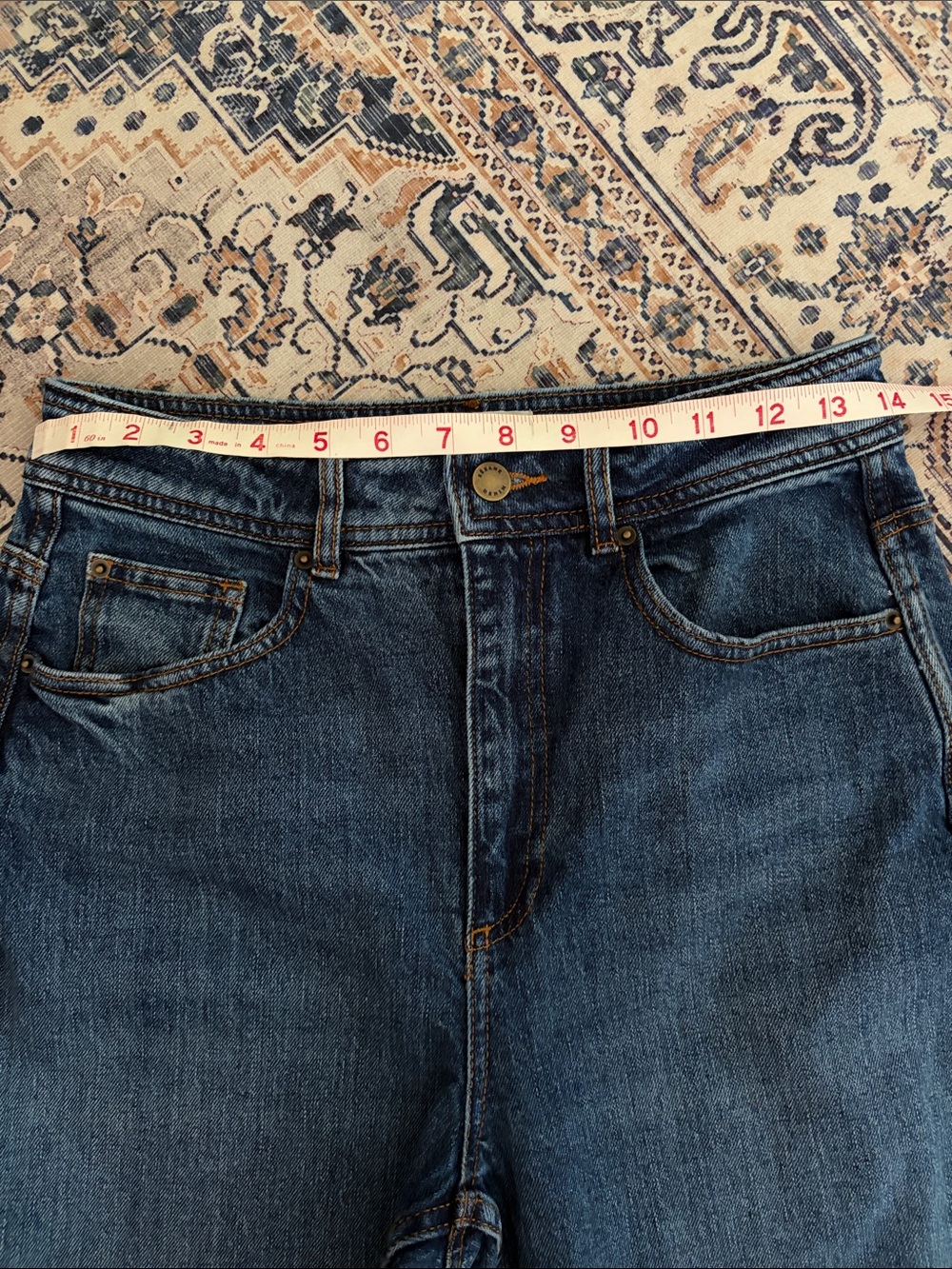 SEZANE ❤️ Dark Blue High Rise Straight-Leg Jeans Size 38 / US 6 - Picture 6 of 7